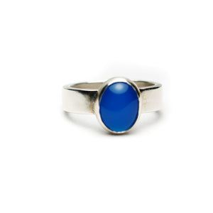 Large Oval Blue Agate Ring