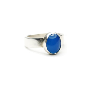 Large Oval Blue Agate Ring