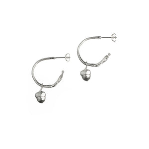Small Twig Hoops with Baby Acorn Charms