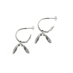 Small Twig Hoops with Small Double Sycamore Charms